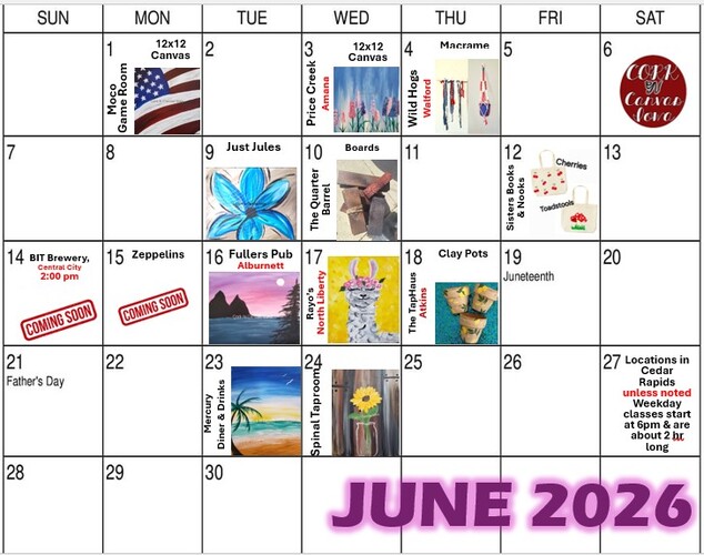 June 9 - Just Jules - Blue Flower - Cork N Canvas Iowa