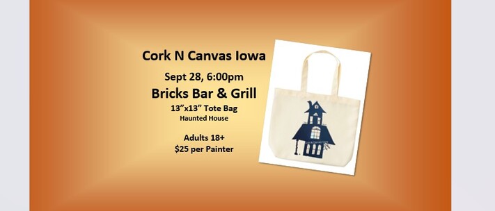 Brick Bar & Grill - Sept 28, 2026 6pm - Haunted Tote Bag- Cork N Canvas Iowa