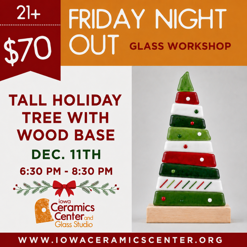 2026.12 Glass Holiday Tree with Wooden Base - December 11TH at 6:30 PM