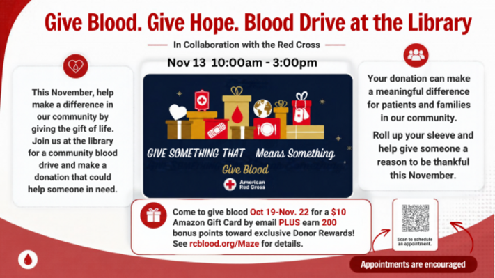 Give Blood. Give Hope. Blood Drive at the Library