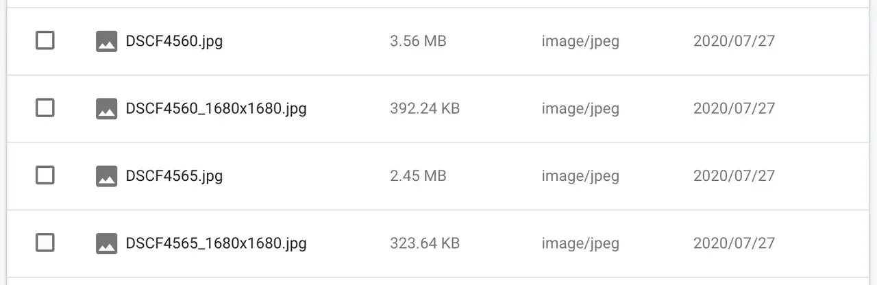 Resize Images で生成したファイル