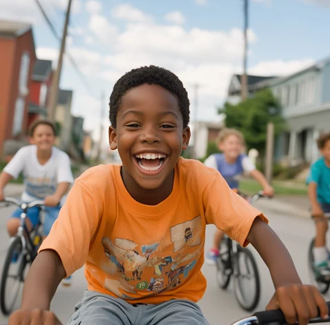 Kids biking