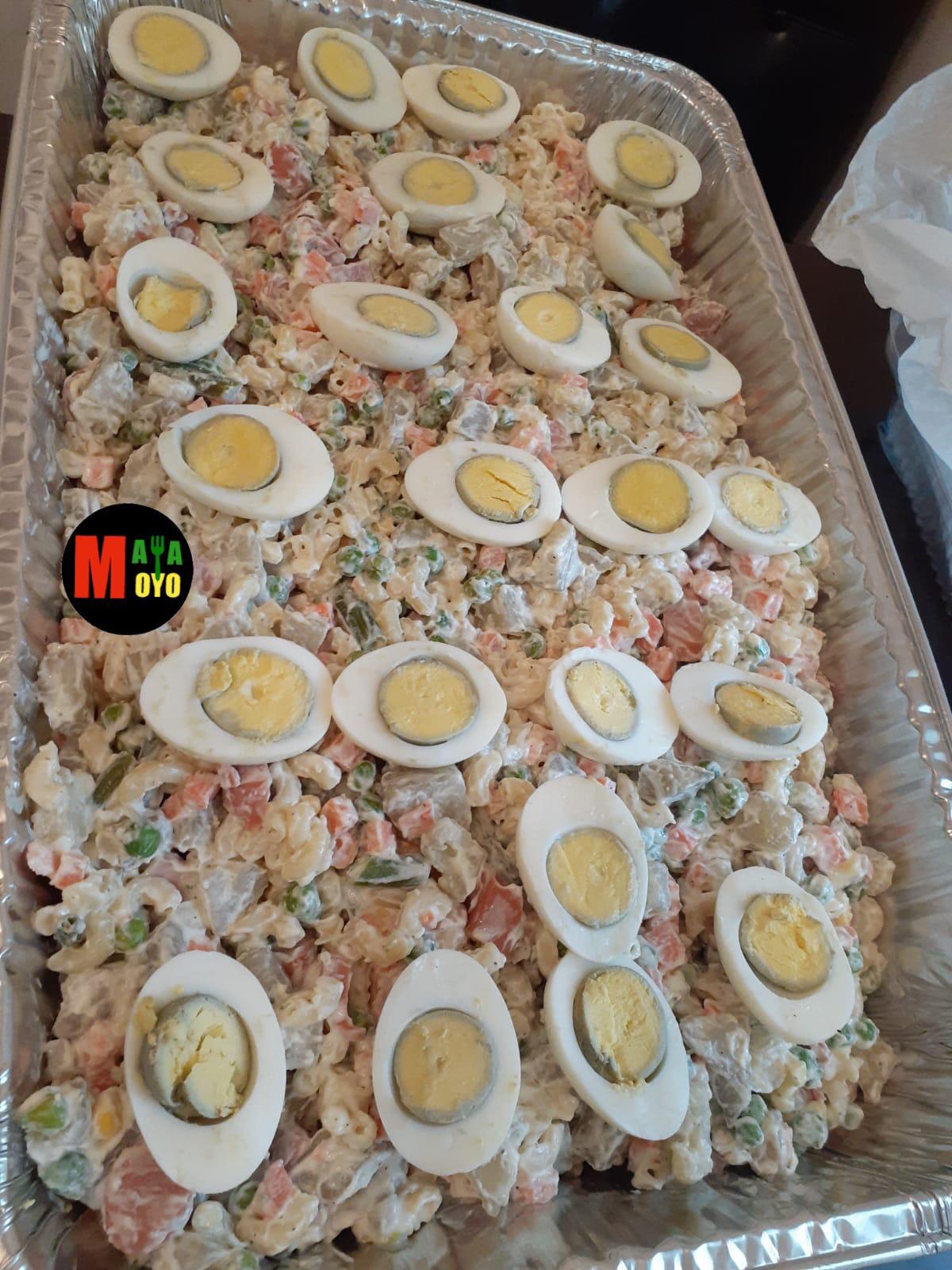 Macaroni salad with boiled eggs