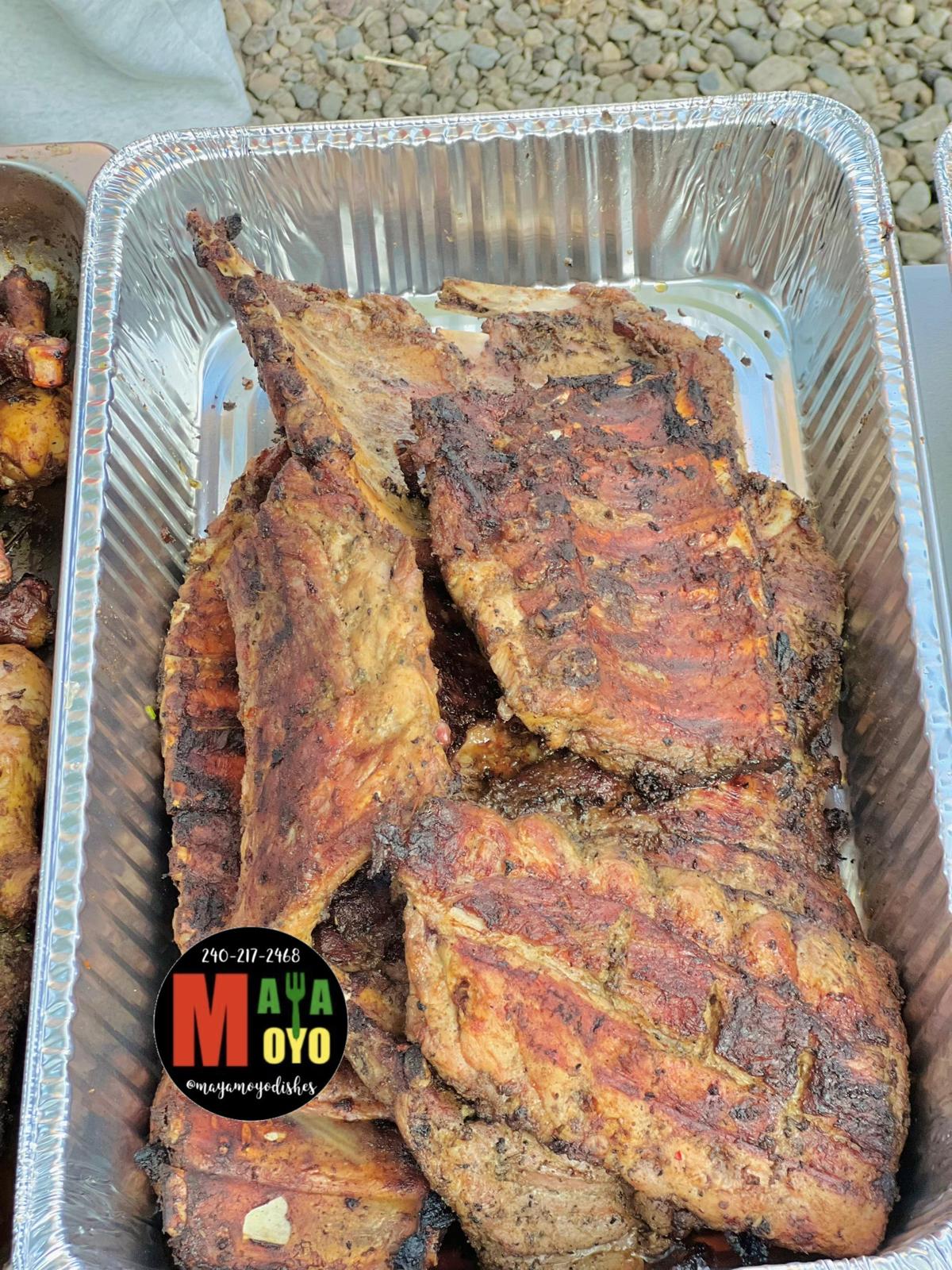 Tray of grilled ribs