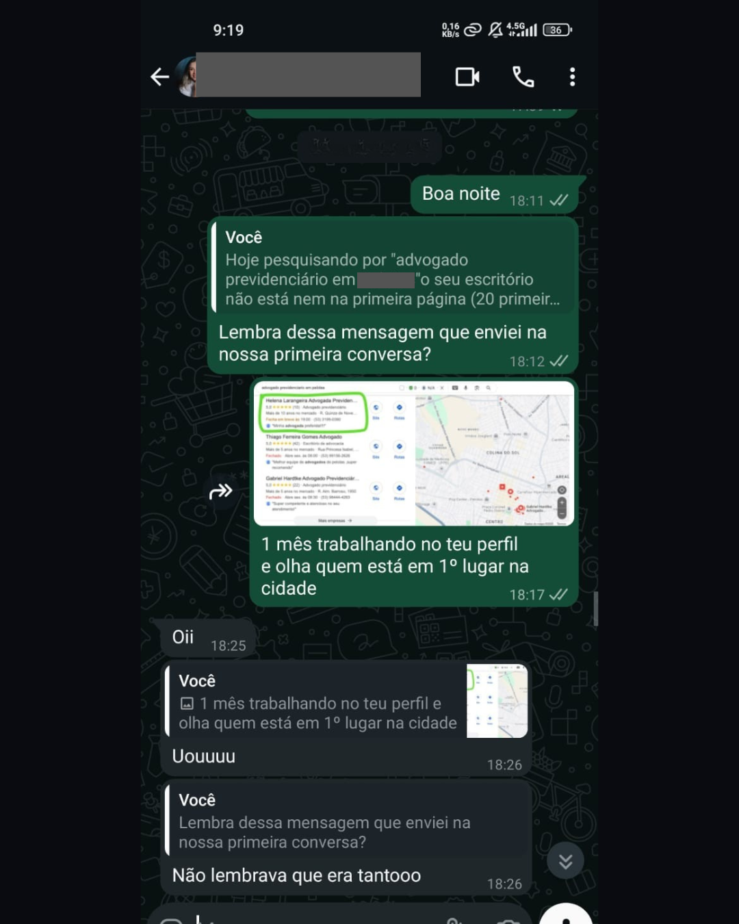 Print de conversa no WhatsApp com cliente satisfeito com o ensaio fotográfico IA