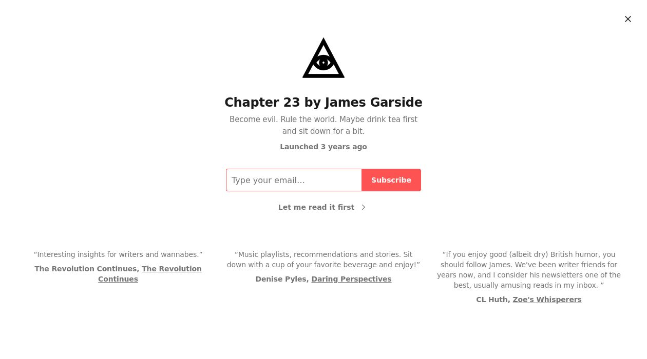 Chapter 23 with James Garside newsletter image