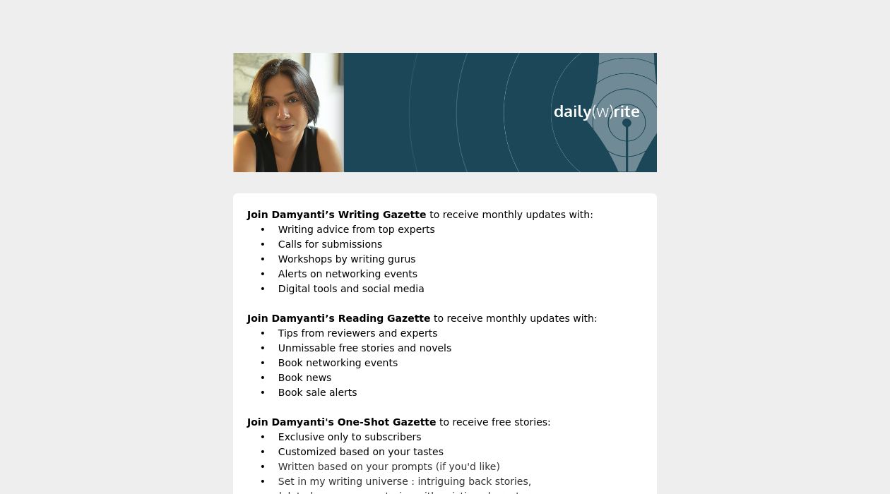 Daily (w)rite Writing Gazettes newsletter image