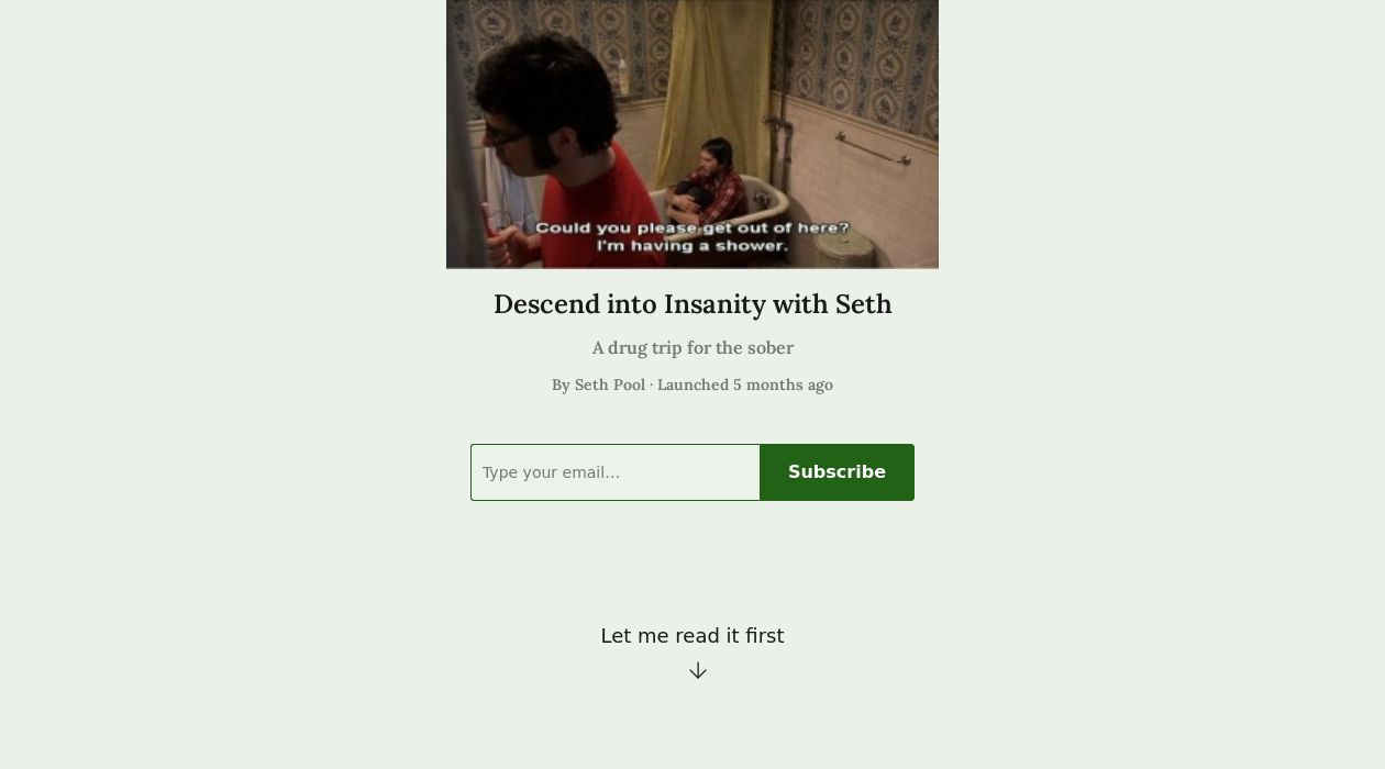Descend into Insanity with Seth newsletter image