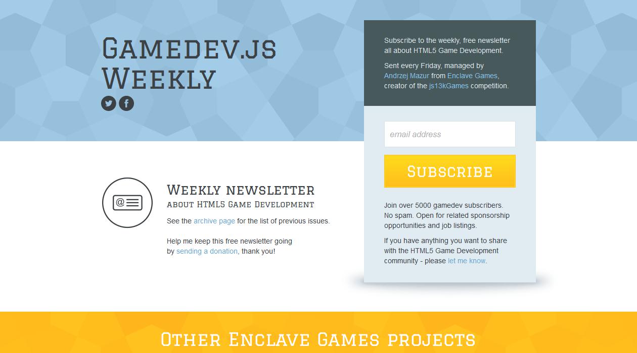 Gamedev.js Weekly newsletter image