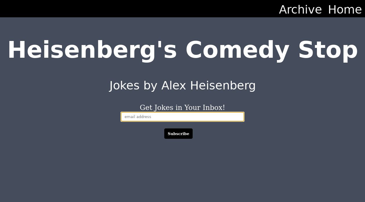 Heisenberg's Comedy Stop newsletter image
