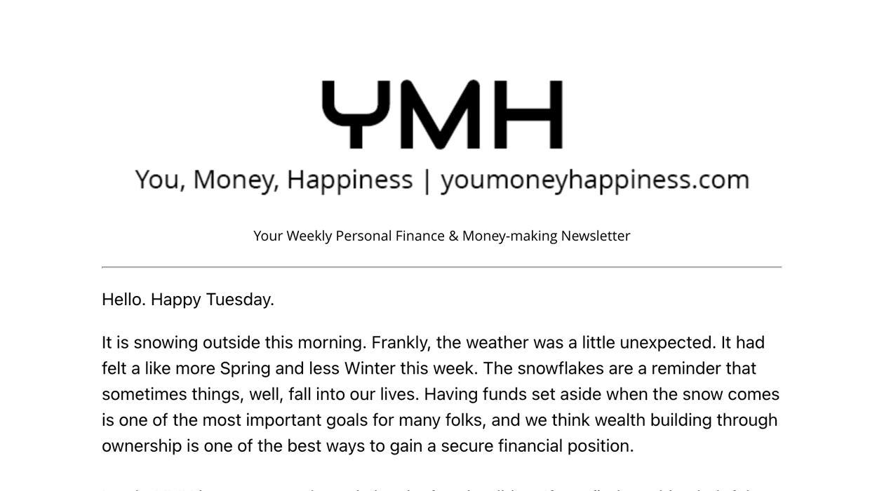 YMH | You, Money, Happiness newsletter image