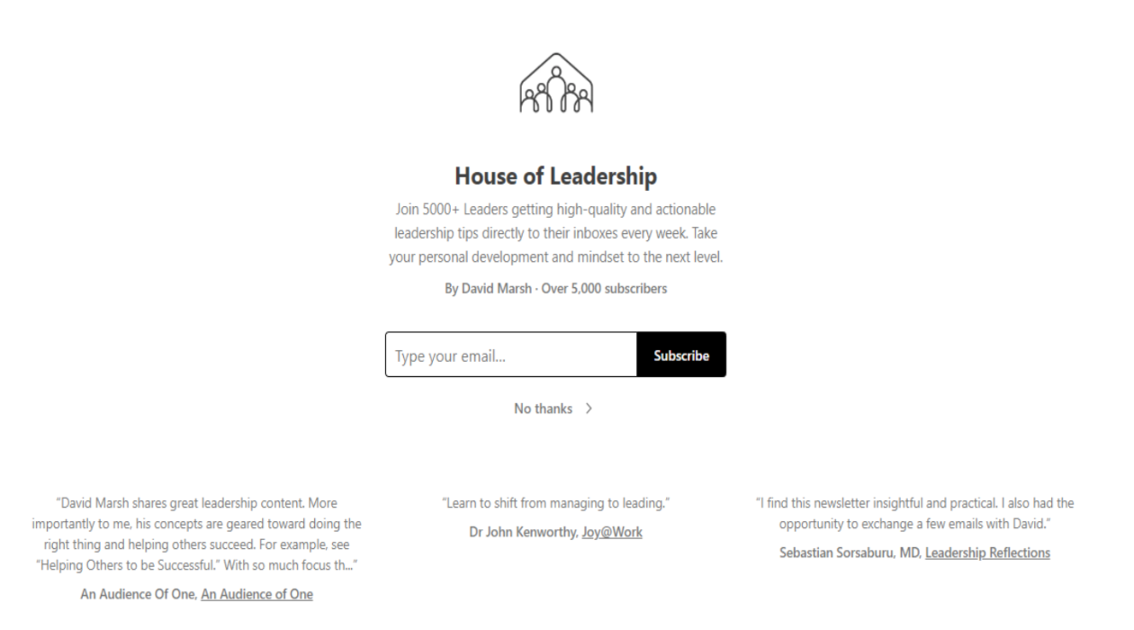 House of Leadership newsletter image