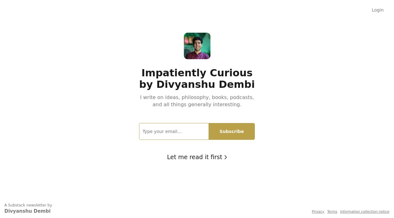 Impatiently Curious newsletter image
