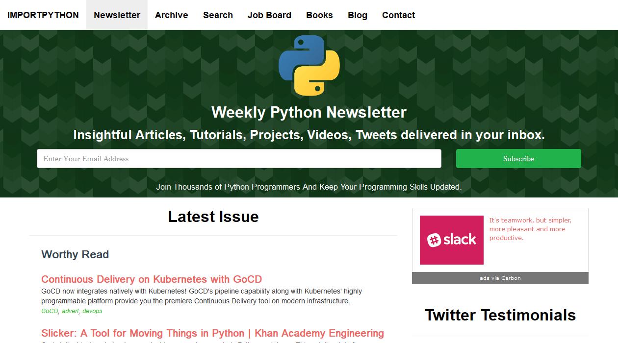 Import Python newsletter image