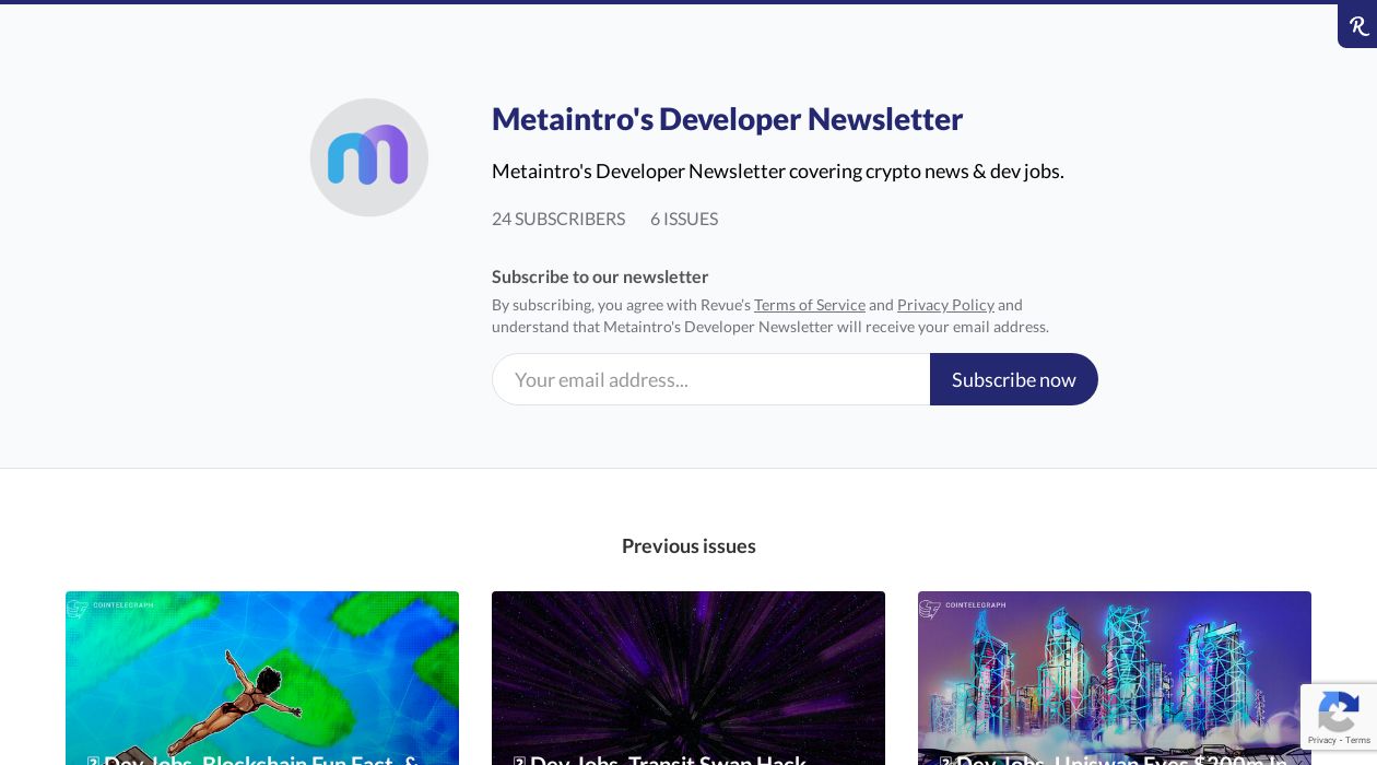 Metaintro's Developer Newsletter newsletter image