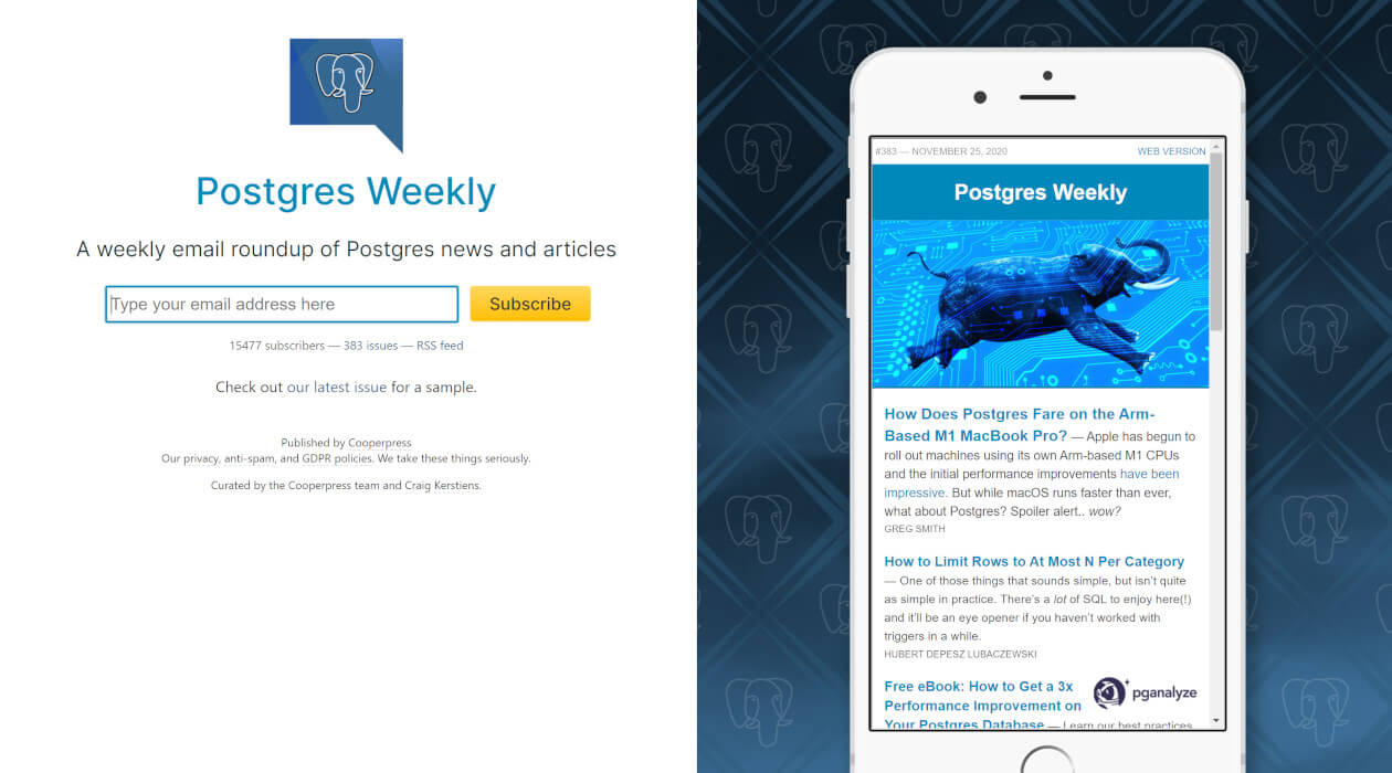 Postgres Weekly newsletter image