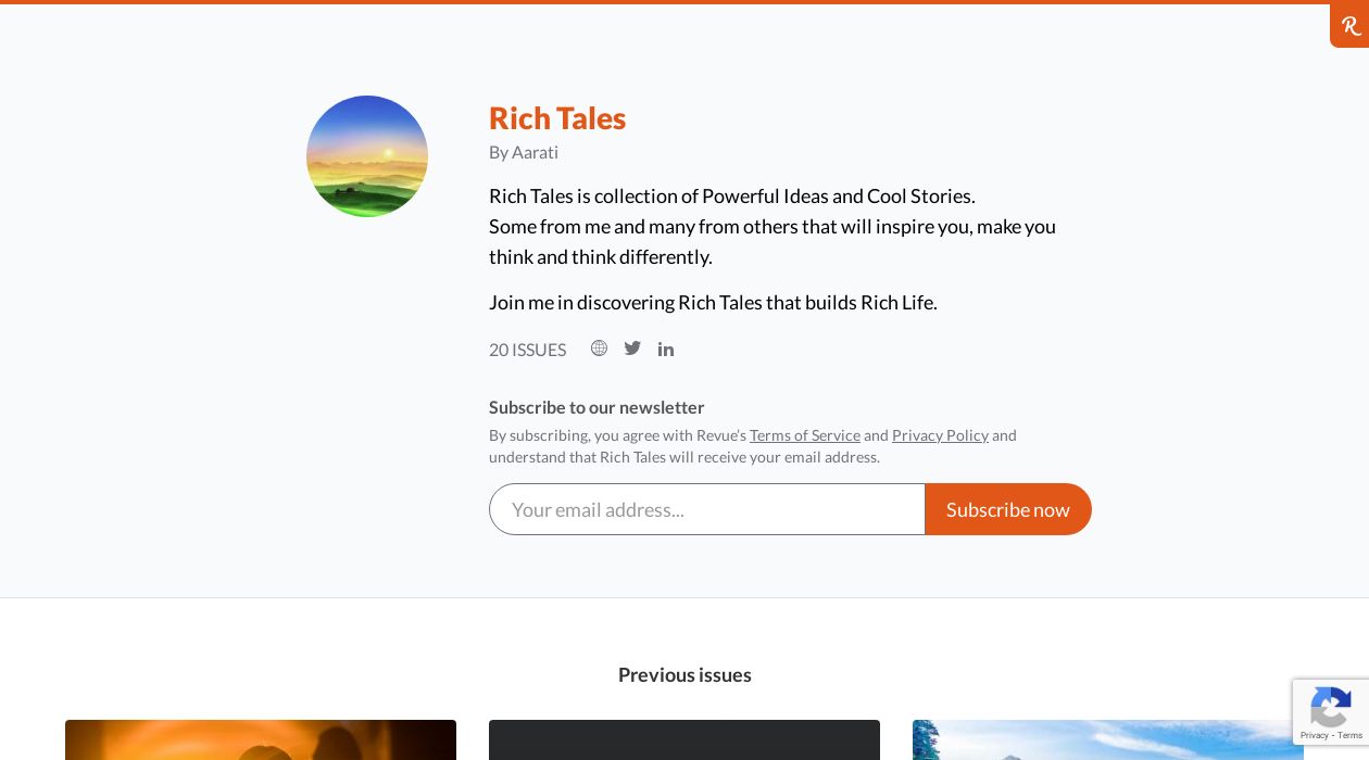 Rich Tales newsletter image