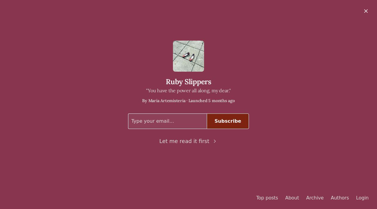 Ruby Slippers newsletter image