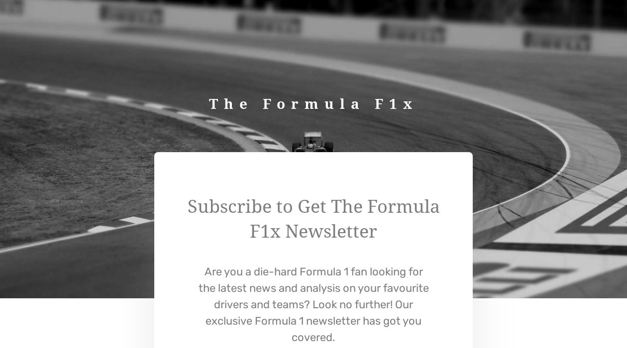 The Formula F1x newsletter image