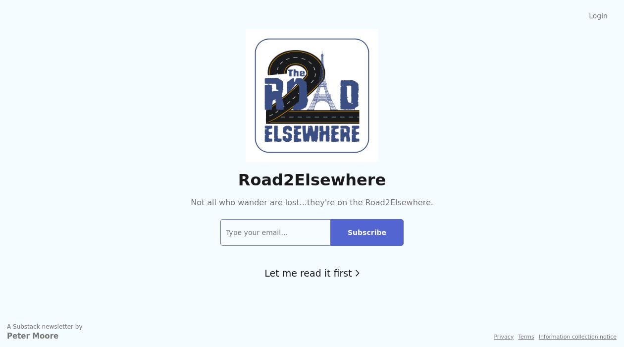 The Road 2 Elsewhere newsletter image