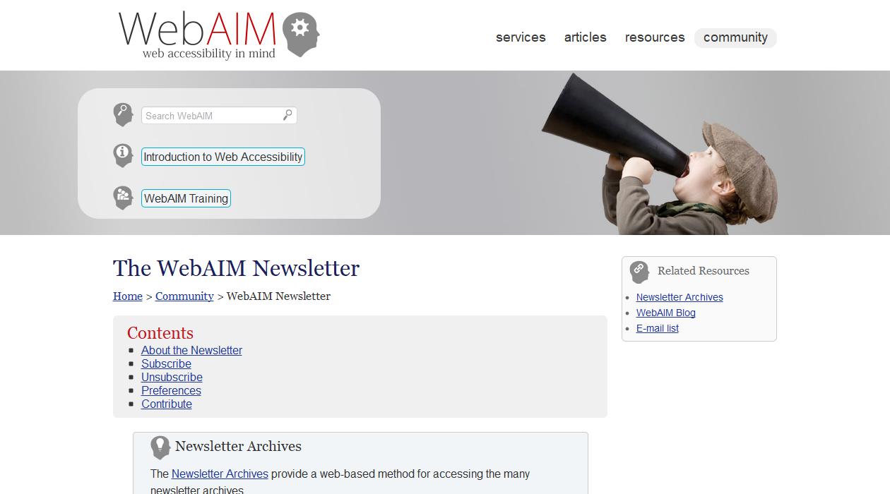 The WebAIM Newsletter newsletter image