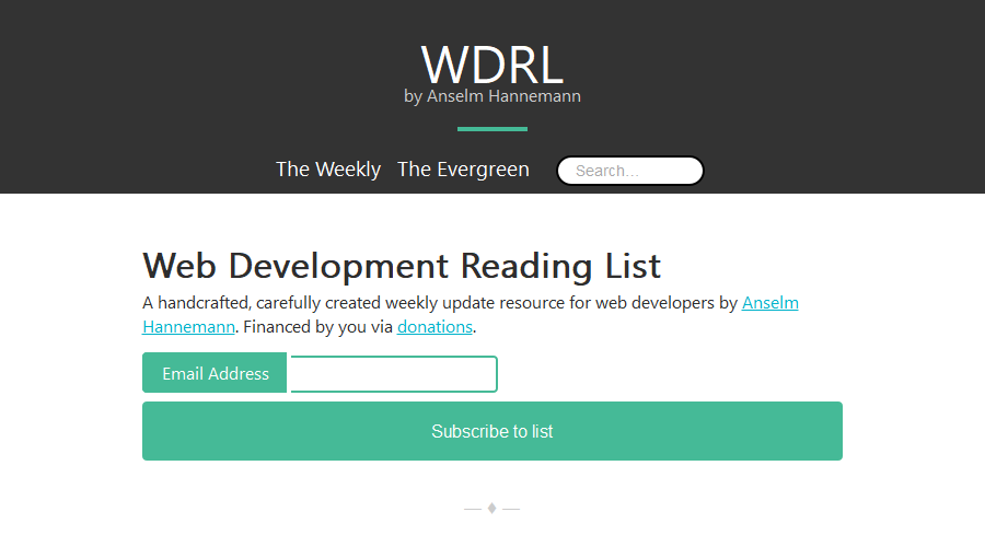 Web Development Reading List newsletter image