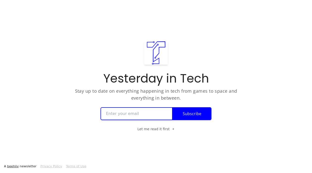 Yesterday In Tech newsletter image