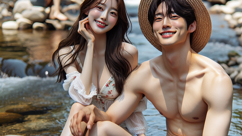 시원한 계곡에서 물놀이하는 사람들