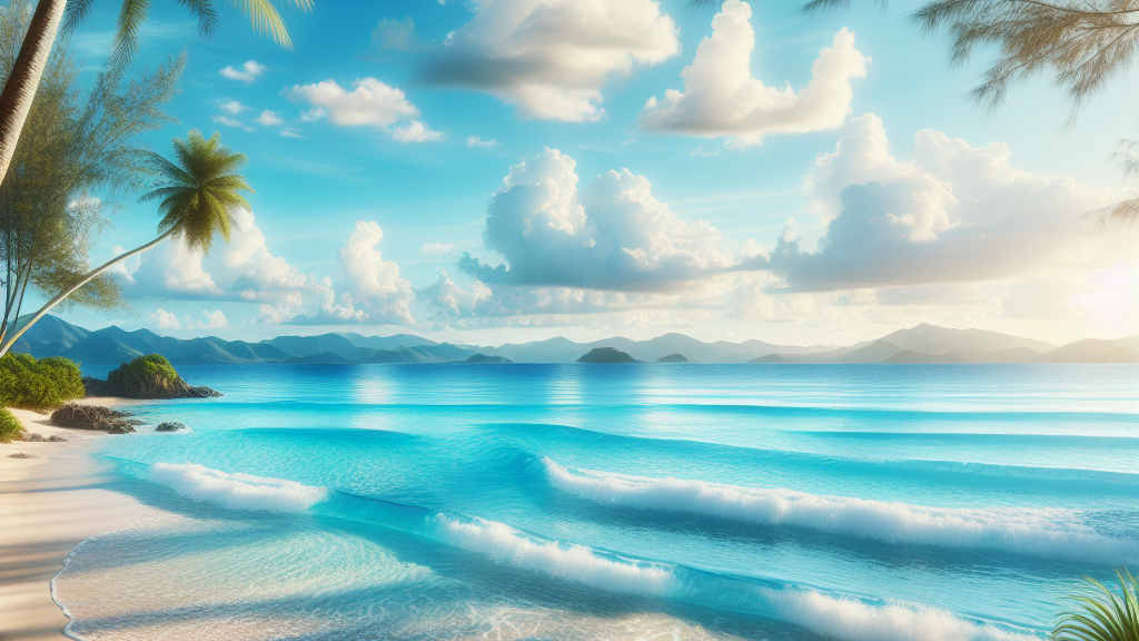 푸른 바다와 해변에서 휴식을 취하는 사람들