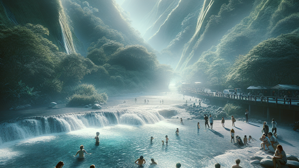 시원한 계곡에서 물놀이하는 가족 사진