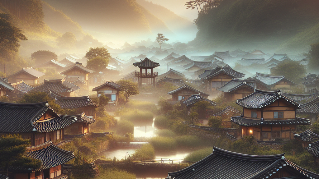 전통 한옥 마을의 고즈넉한 풍경