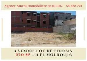 A vendre Lot de terrain 270 m² à El Mourouj 6 - Lotissement Edoghri.