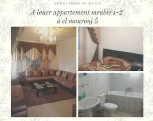 à louer appart meublé S+2 à El Mourouj 5.