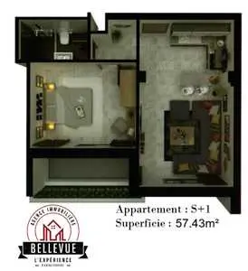 Appartement S+1 à Vendre Réf BV150
