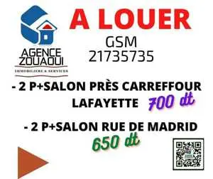 APPRT A LAFAYETTE S+2 A PARTIR DE 650 DT MOIS