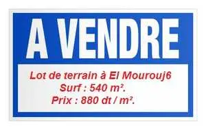 ❤ A vendre lot de terrain 540 m² à El Mourouj 6