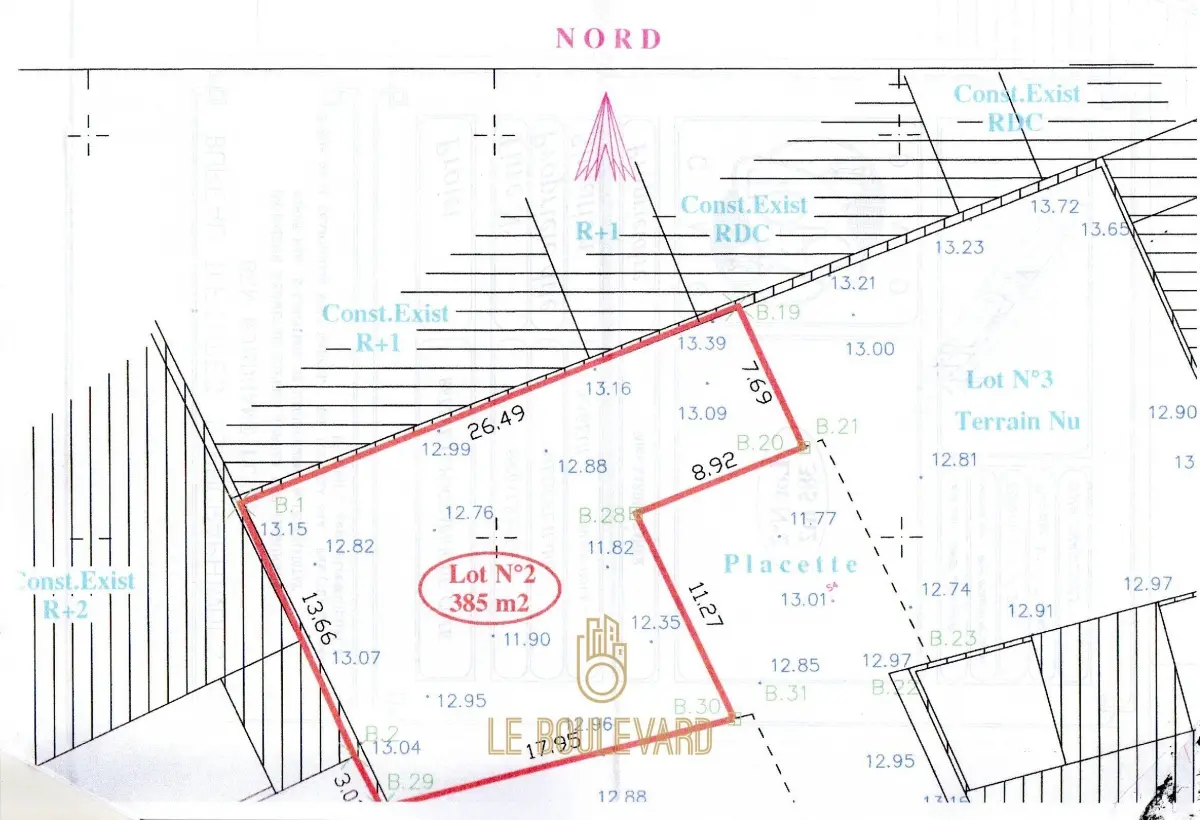 A vendre terrain 385 m² à nabeul