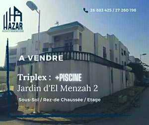 triplex avec piscine jardins lmenzah فرصة وحيدة