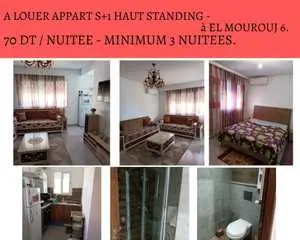 ❤ A louer appartement meublé S+1 Haut Standing à EL Mourouj 6.