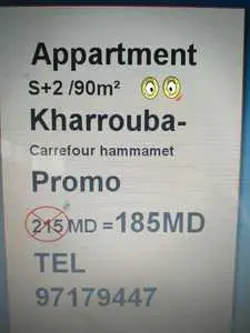 طابق اول مع السطح Appartemen S+2fini /90M² kharouba hammamet Tel 97179447