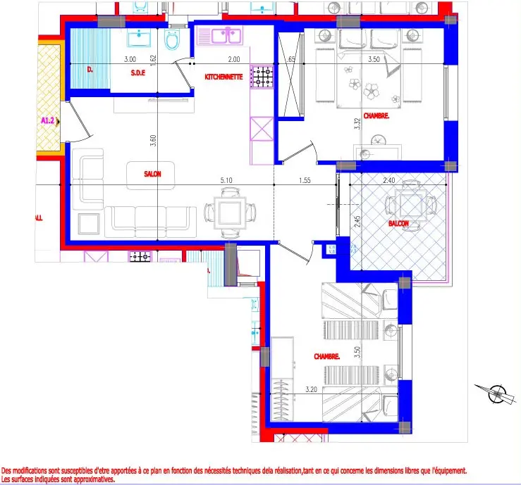 A Vendre Appartement S+2 Sur Plan à AFH Mrezga,  Nabeul