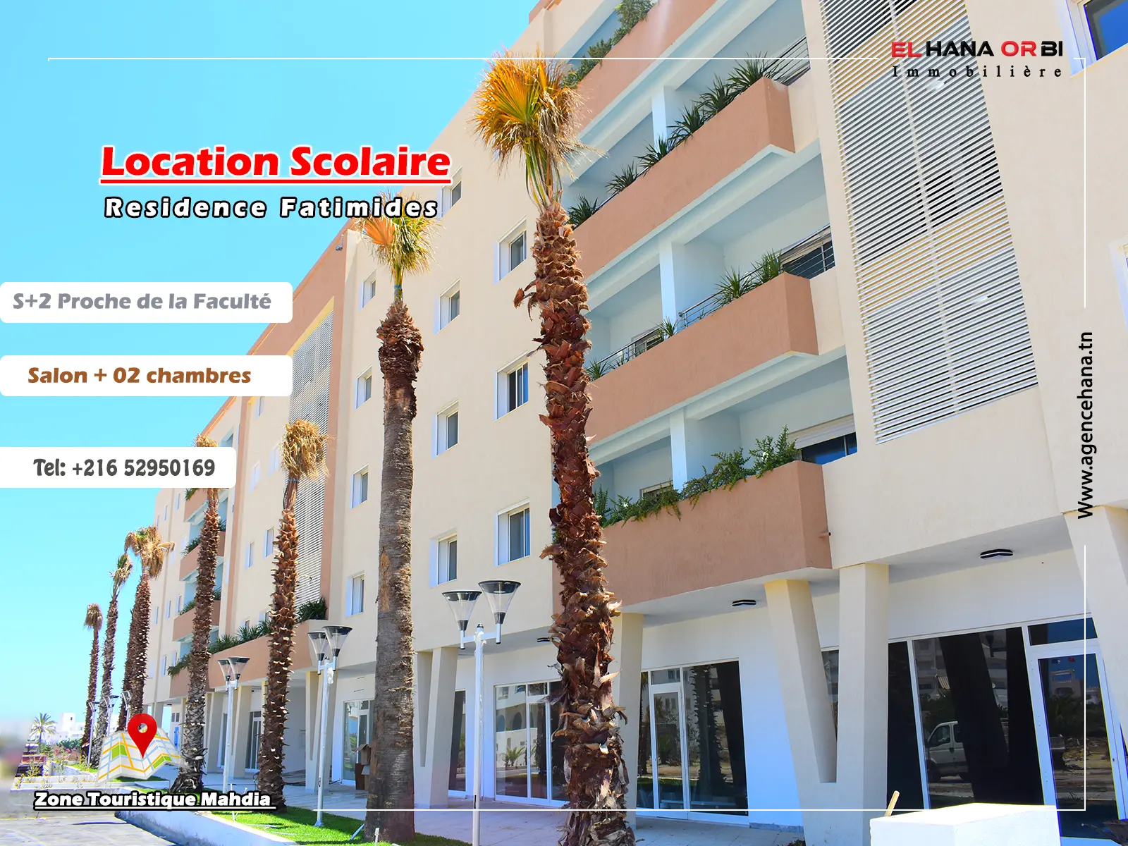 Location Scolaire S+2 Avec Parking Rz Fatimide Zone Touristique