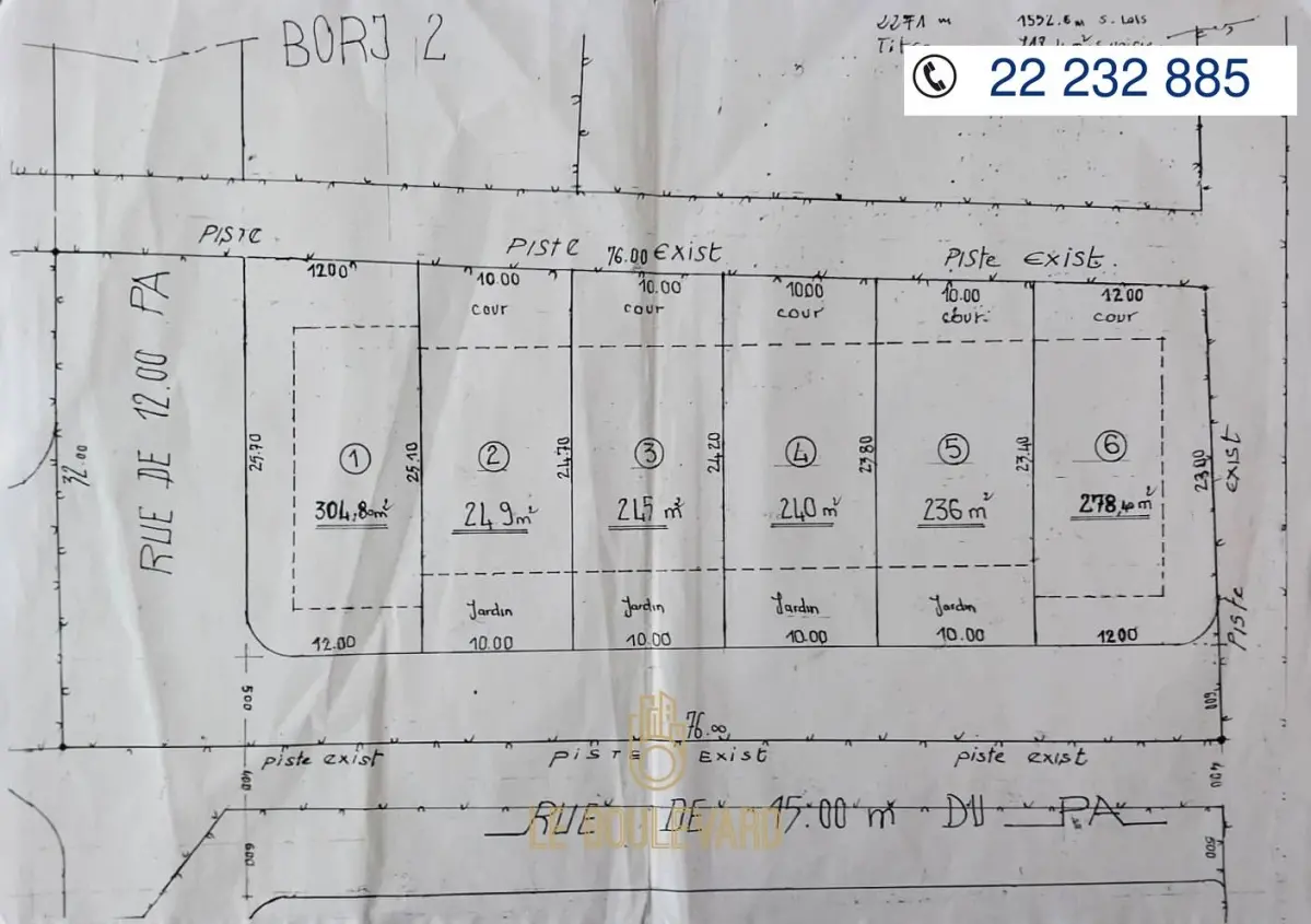 A Vendre Terrain 2271 m² à Borj2, Nabeul