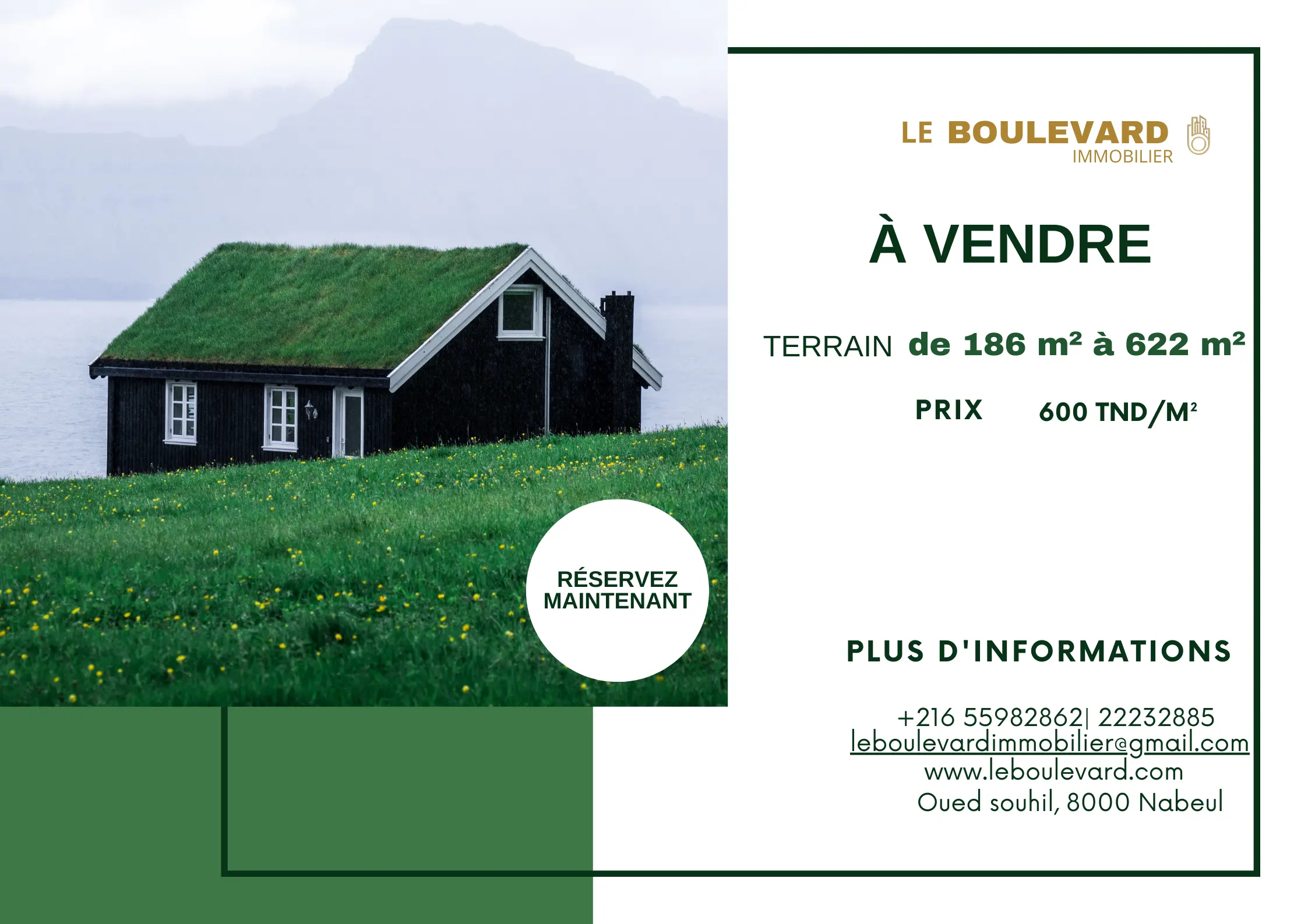 A Vendre Des Lots 186m² à 622m² Situés à Al Haouaria, Nabeul