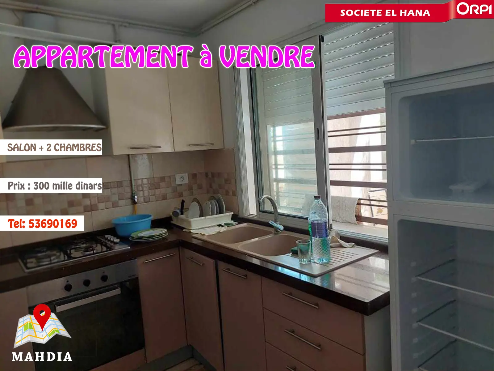 à vendre appartement s+2 au RDC pied dans l’eau à rajiche