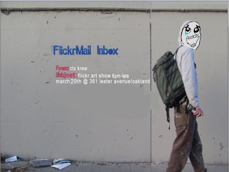 The promotional showcard for the exhibition 'FLICKER Show' by This is a House Gallery.