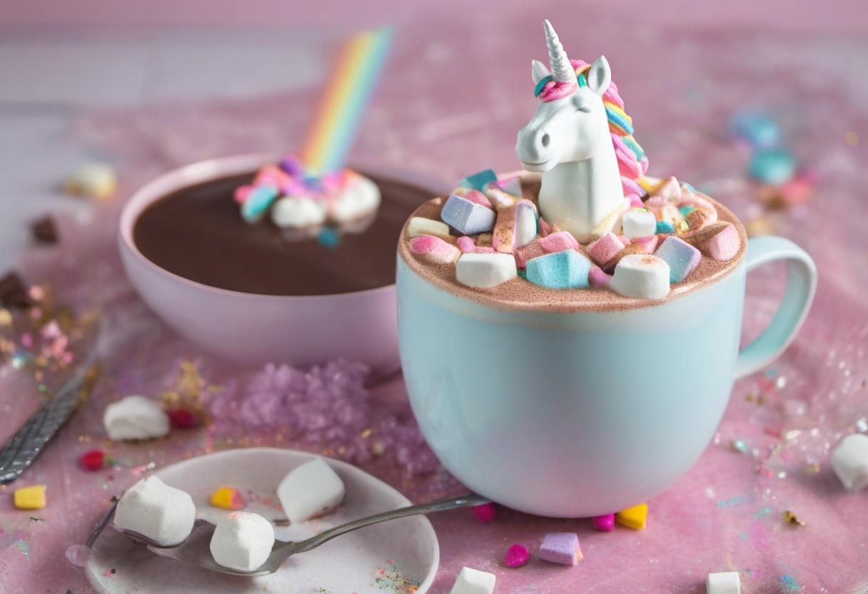 Image showing the final output answering the question: how do I make unicorn hot chocolate.