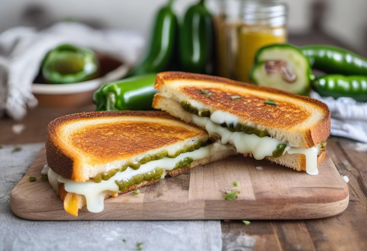 Image showing the final output answering the question: create a spicy jalapeno grilled cheese.