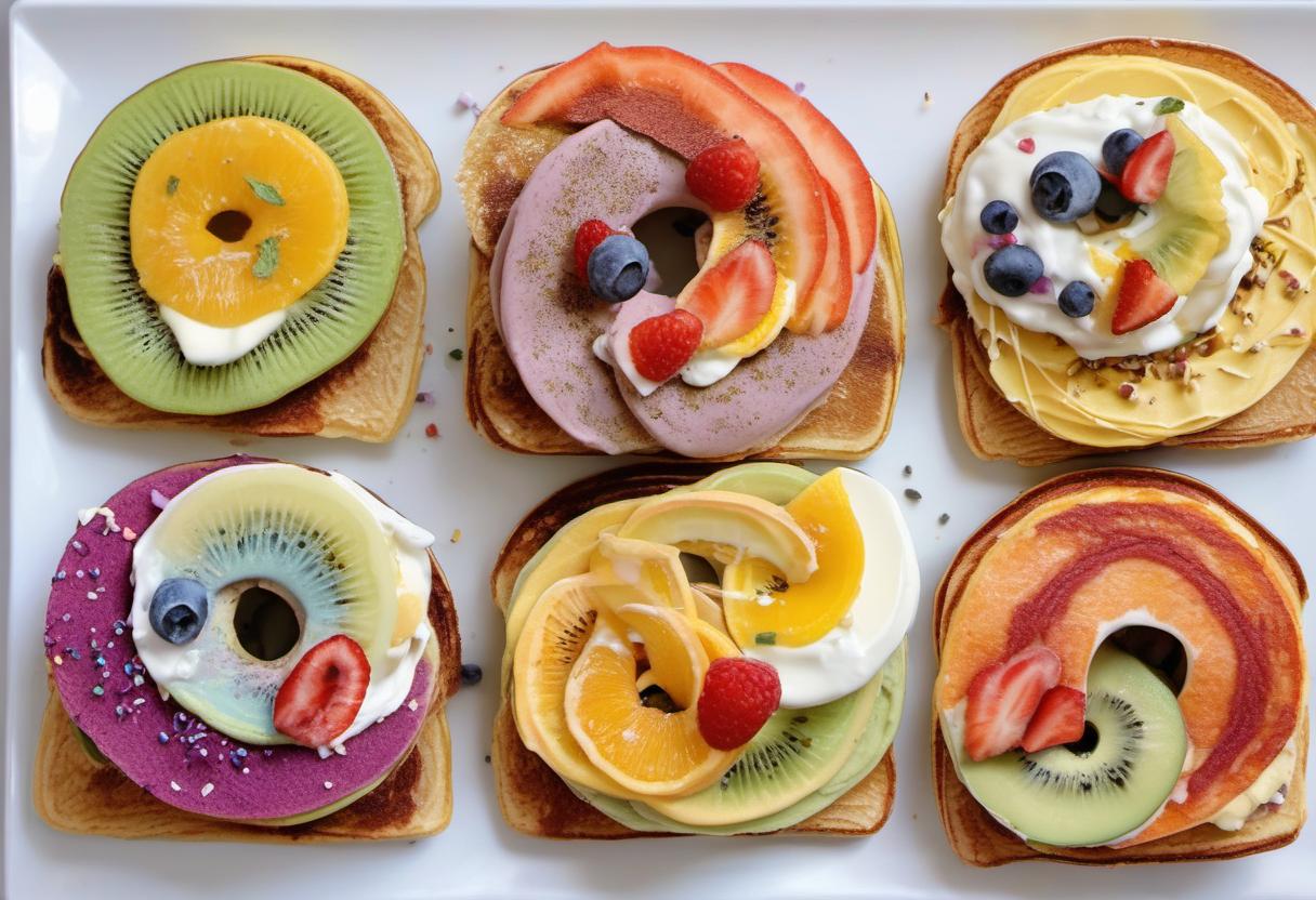 Image showing the final output answering the question: whip up Rainbow Bagel Pancakes.