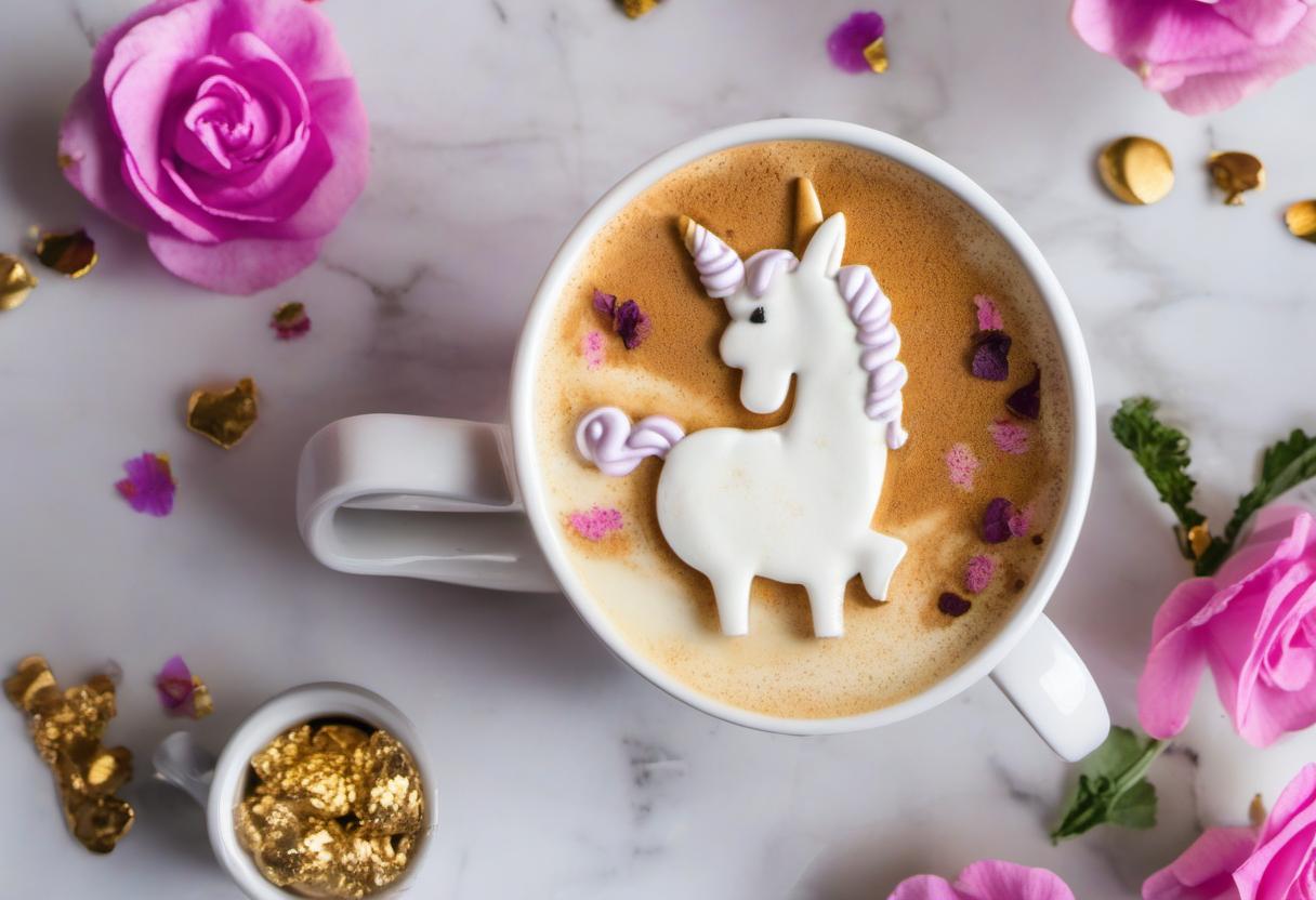 Image showing the final output answering the question: prepare a vegan-friendly Unicorn Latte.